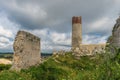 Olsztyn,ÃÂ Silesian Voivodeship,ÃÂ Poland, July 10, 2021: Medieval castle ruins with still standing round tower